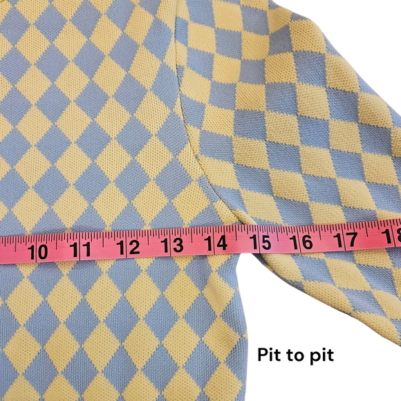 Zara Pastel Blue and Yellow Argyle Top - Picture 5 of 10